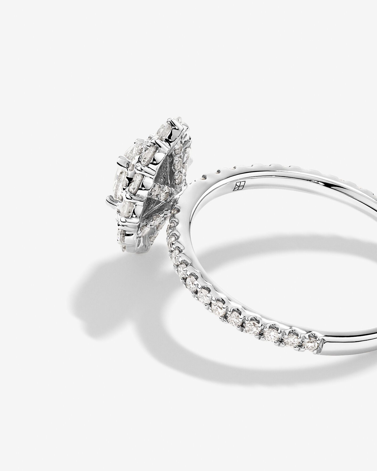 1.04 Carat TW Oval Cut Diamond Fancy Halo Engagement Ring in 14kt White Gold
