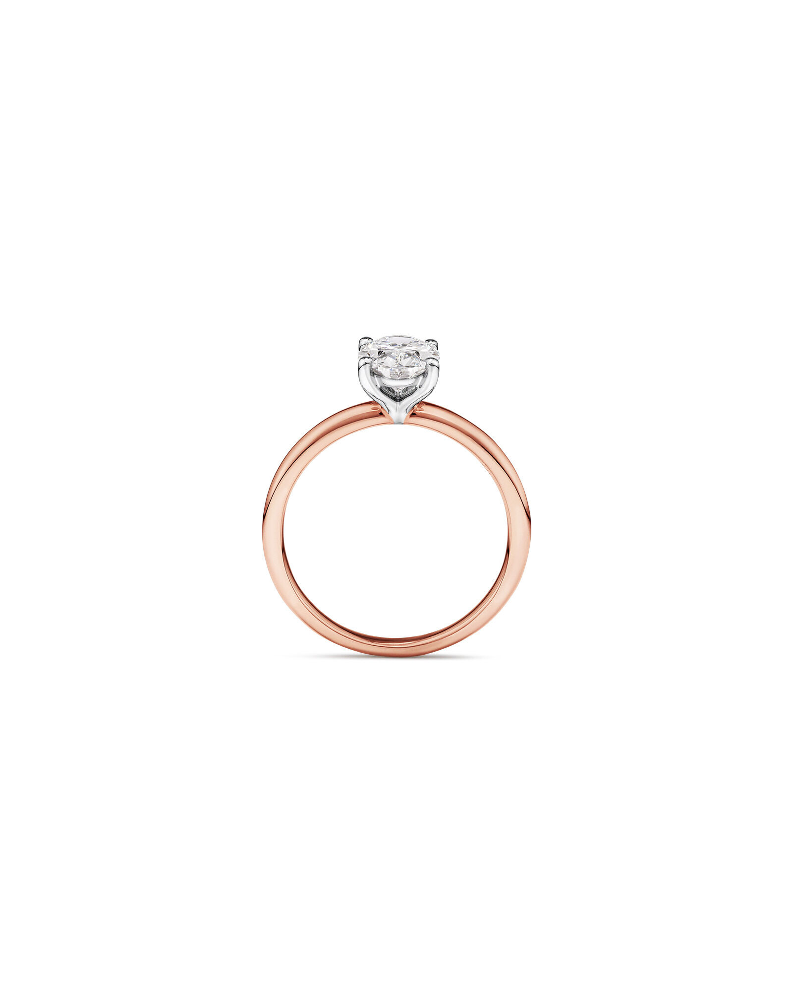 Bague de fiançailles solitaire ovale en diamant cultivé en laboratoire TW de 1,25 carat en or rose et blanc 14 carats