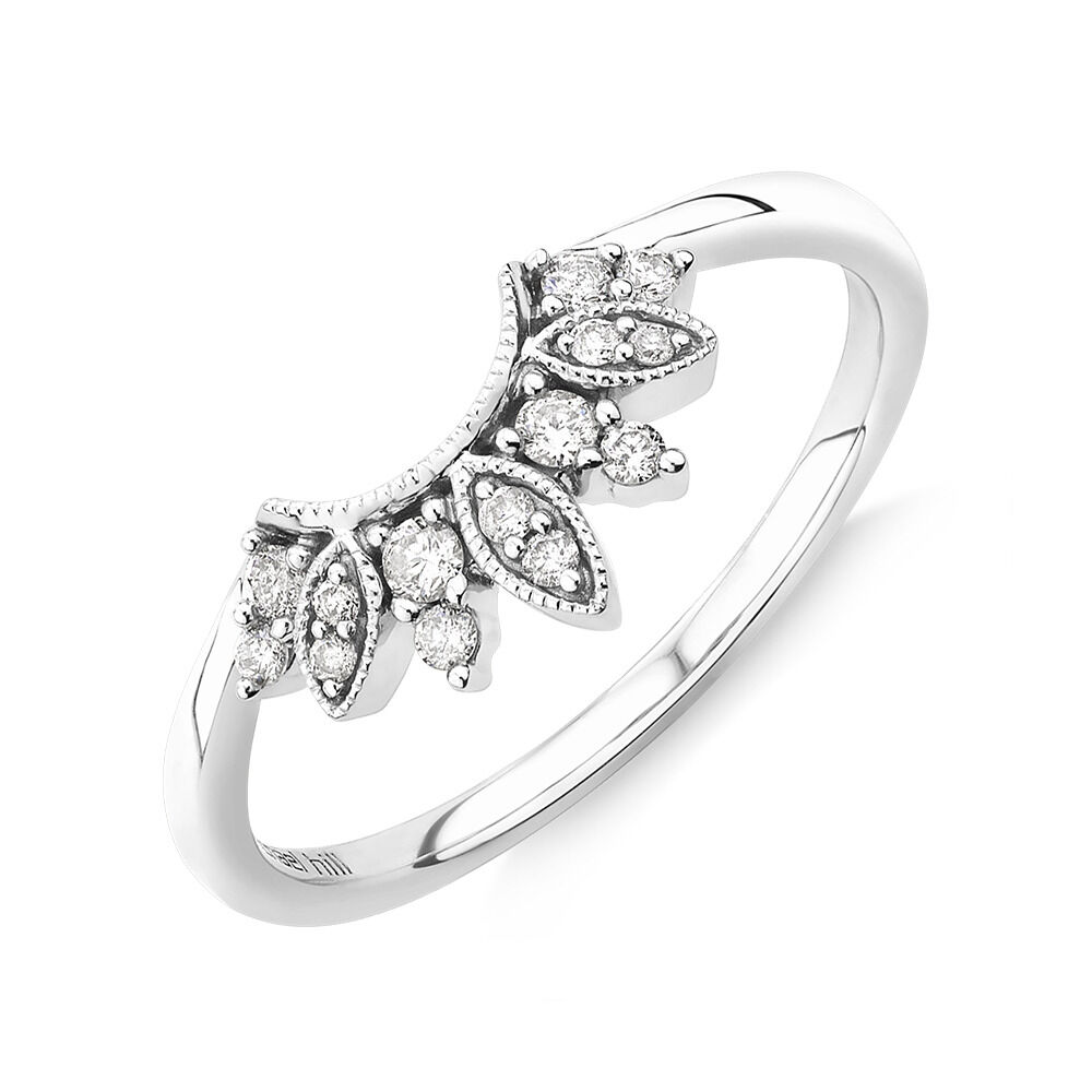 Curved white gold diamond wedding bands hot sale
