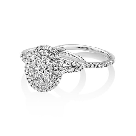 Oval Cluster Bridal Set with 1.0 Carat TW of Diamonds in 14kt White Gold Oval Cluster Bridal Set with 1.0 Carat TW of Diamonds in 14kt White Gold