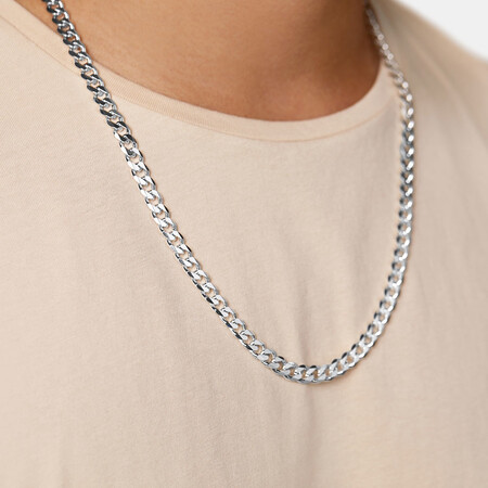 60cm (24") 7mm-7.5mm Width Curb Chain in Sterling Silver 60cm (24") 7mm-7.5mm Width Curb Chain in Sterling Silver