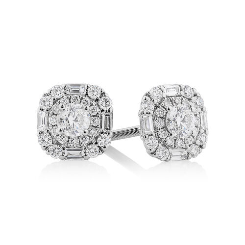 Michael Hill Designer Fashion Art Deco Stud Earrings with 0.45 Carat TW of Diamonds in 18kt White Gold