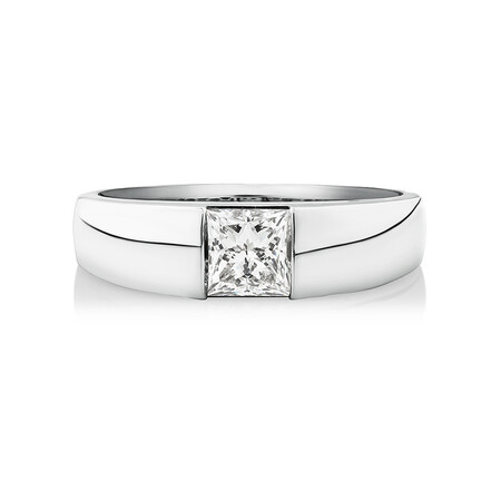 Laboratory-Created 1 Carat Men's Ring in 14kt White Gold Laboratory-Created 1 Carat Men's Ring in 14kt White Gold