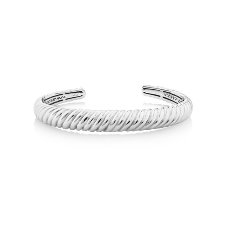 Sculpture Croissant Cuff Bangle In Sterling Silver Sculpture Croissant Cuff Bangle In Sterling Silver