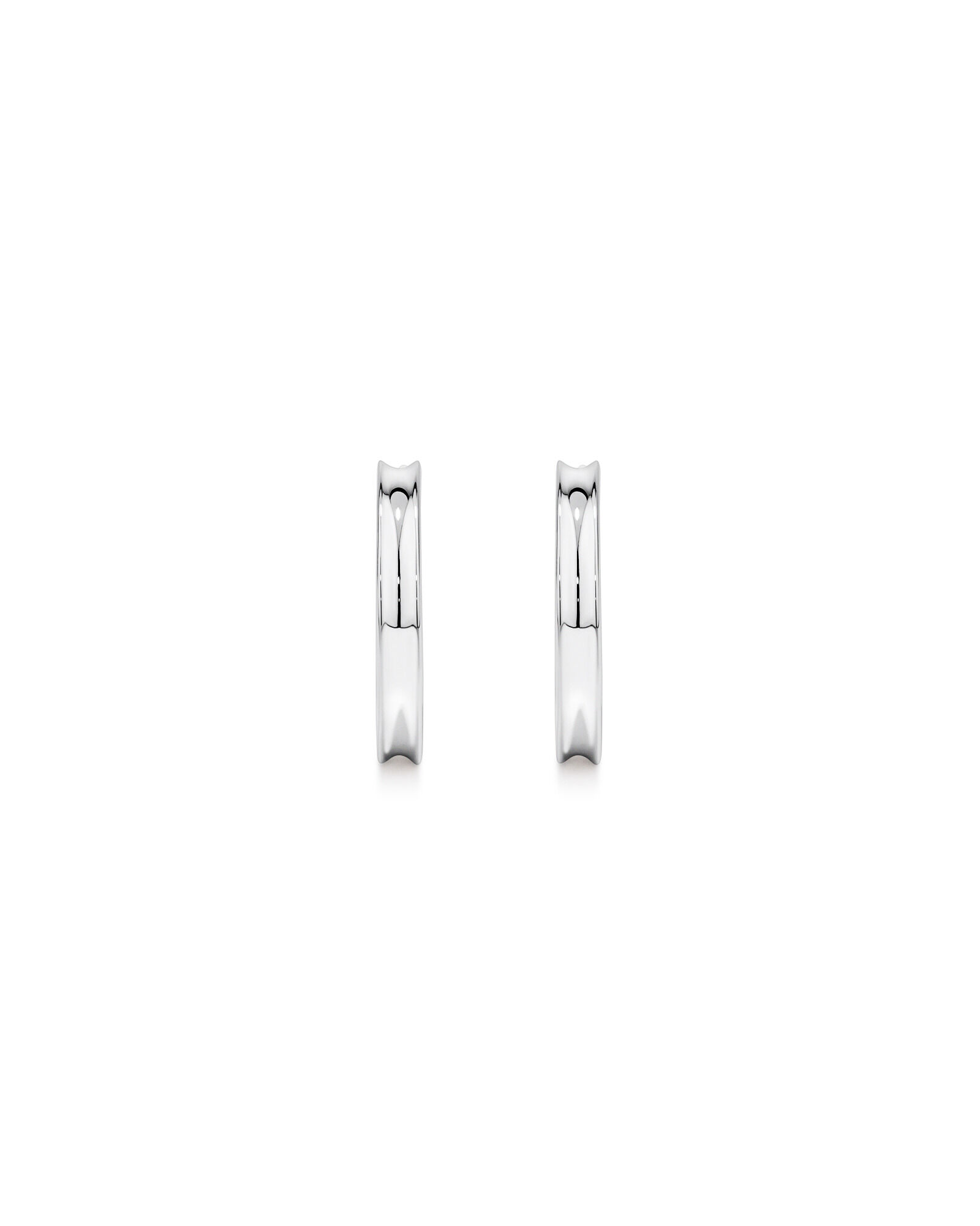 Flared Narrow Half Hoop Stud Earrings in Sterling Silver