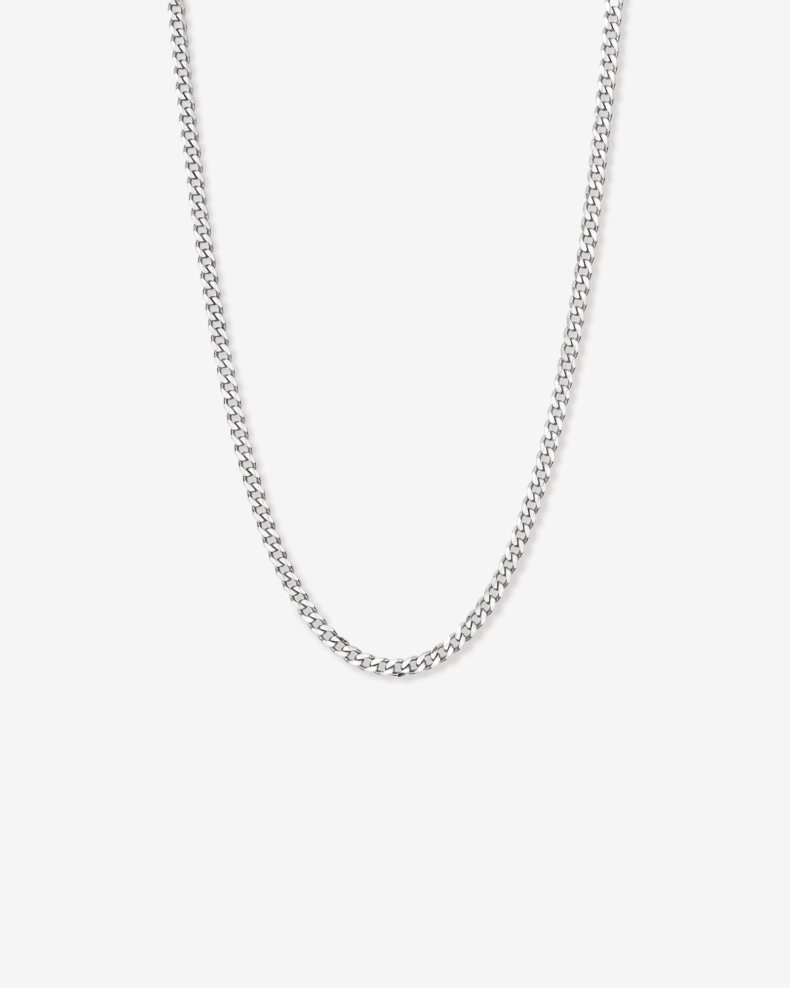 55cm (22") 5.3mm Width Bevelled Curb Chain Necklace in Sterling Silver