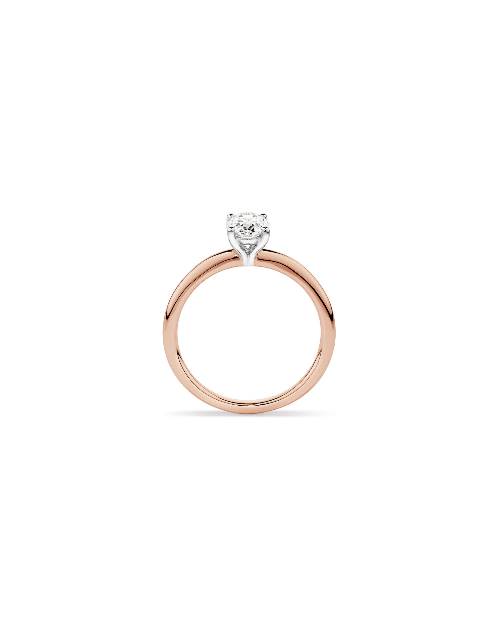 Bague de fiançailles solitaire ovale en diamant cultivé en laboratoire TW de 0,70 carat en or rose et blanc 14 carats