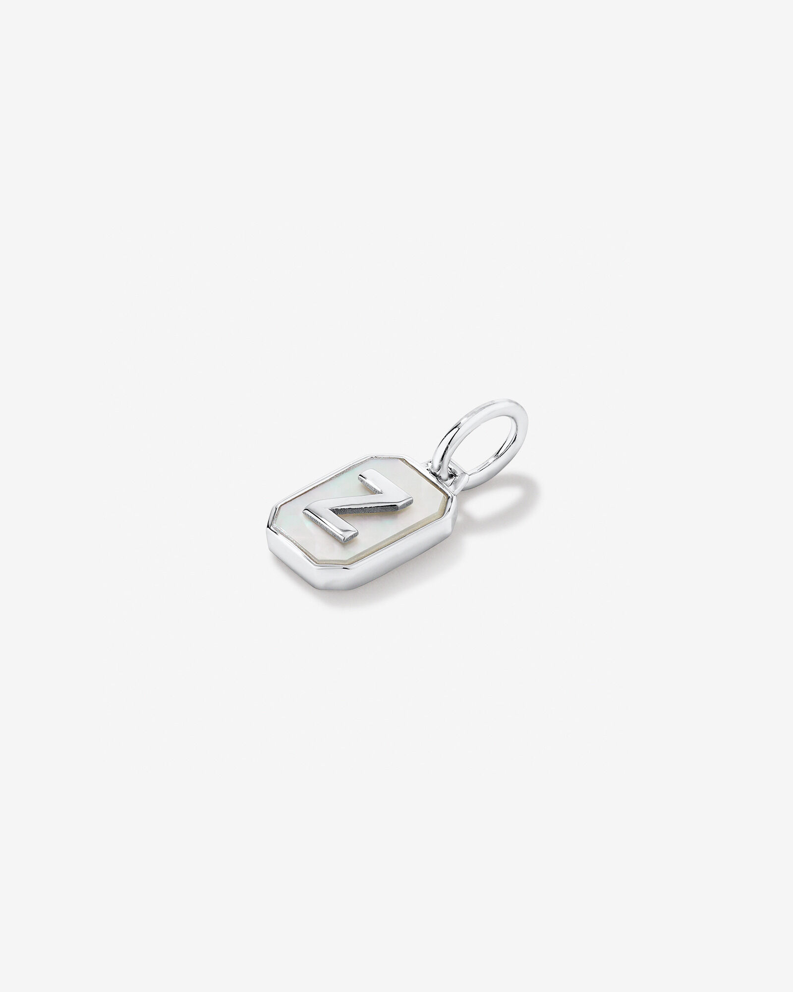 Letter Z Mother of Pearl Initial Pendant Sterling Silver