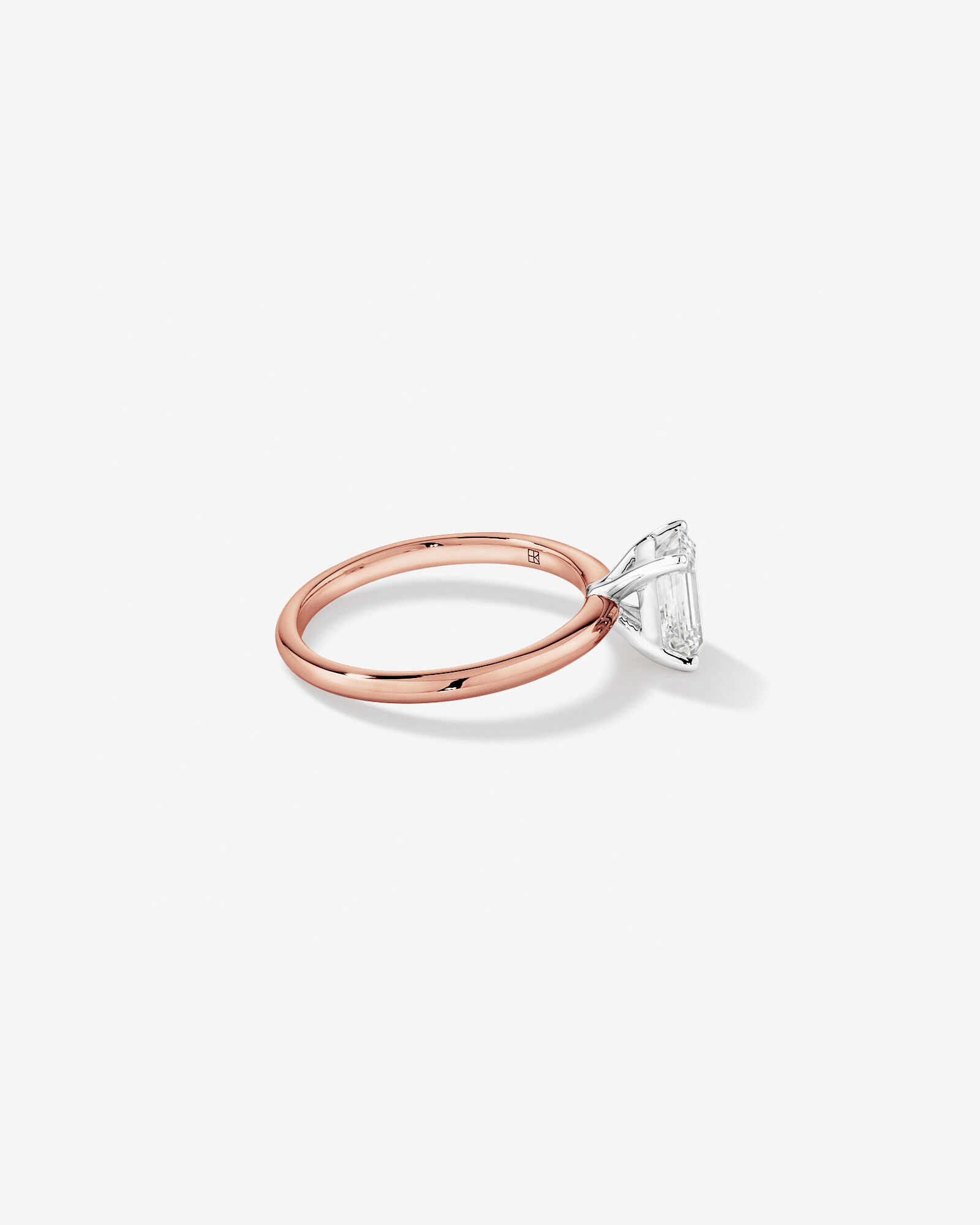 Bague de fiançailles solitaire en diamant cultivé en laboratoire TW taille émeraude de 1,25 carat en or rose et blanc 14 carats