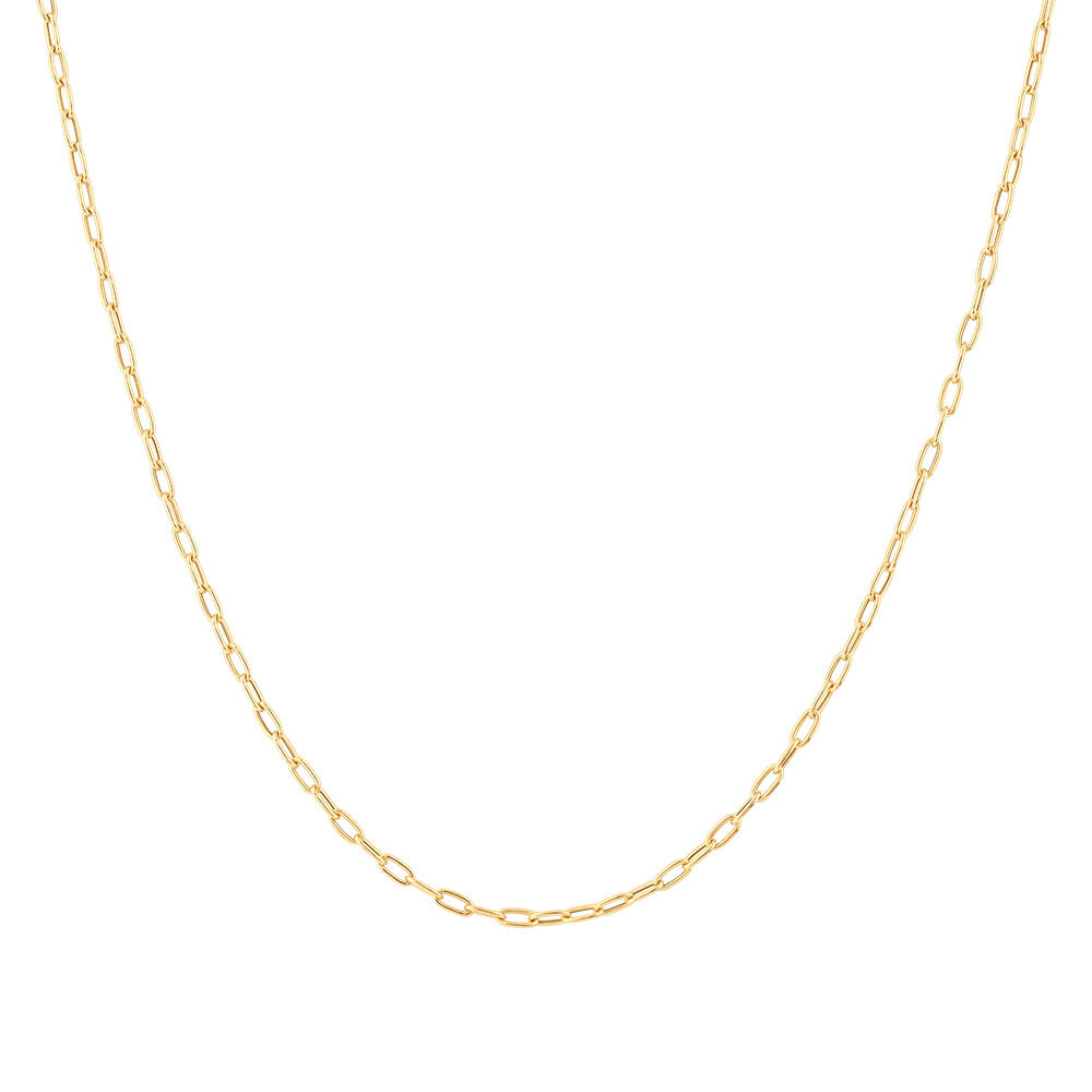 45cm (18”) 2mm-2.5mm Width Hollow Paperclip Chain in 10kt Yellow Gold