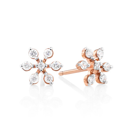 Flower Stud Earrings with 0.22 Carat TW of Diamonds in 10kt Rose Gold Flower Stud Earrings with 0.22 Carat TW of Diamonds in 10kt Rose Gold