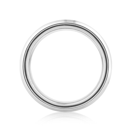 Men's Ring with an Enhanced Black Diamond in Grey Sapphire Tungsten Men's Ring with an Enhanced Black Diamond in Grey Sapphire Tungsten