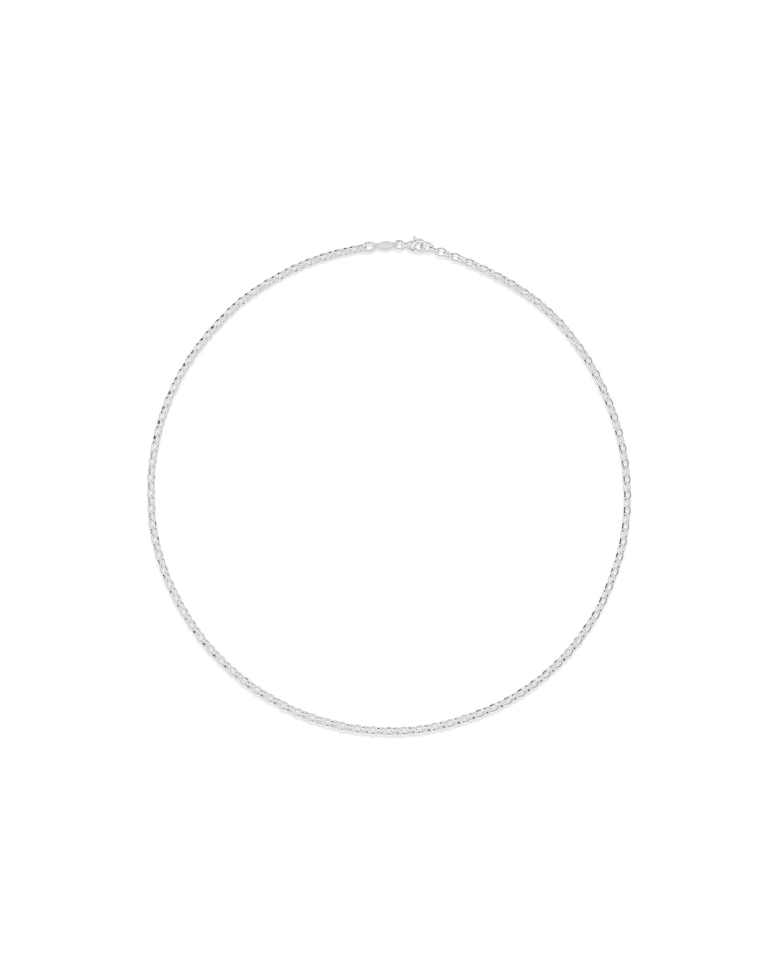55cm (22") 3mm-3.5mm Width Oval Belcher Chain in Sterling Silver