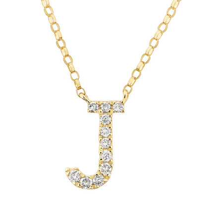 "J" Initial Necklace with 0.10 Carat TW of Diamonds in 10kt Yellow Gold "J" Initial Necklace with 0.10 Carat TW of Diamonds in 10kt Yellow Gold
