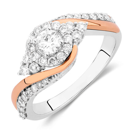 Engagement Ring with 3/4 Carat TW of Diamonds in 14kt White & Rose Gold Engagement Ring with 3/4 Carat TW of Diamonds in 14kt White & Rose Gold