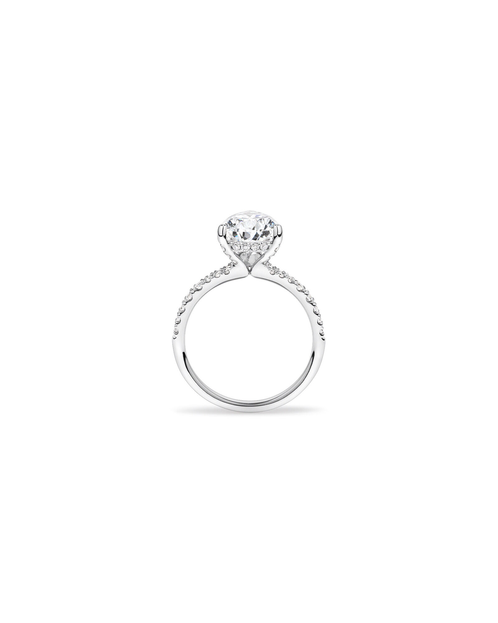 Bague de fiançailles en or blanc 18 carats avec diamant de laboratoire taille poire de 3,50 carats