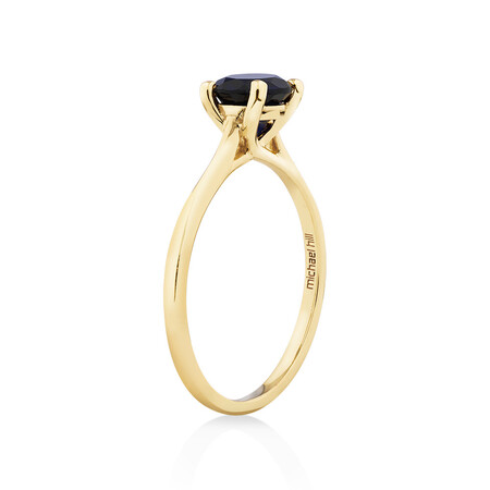 Ring with Laboratory Created Sapphire in 10kt Yellow Gold Ring with Laboratory Created Sapphire in 10kt Yellow Gold