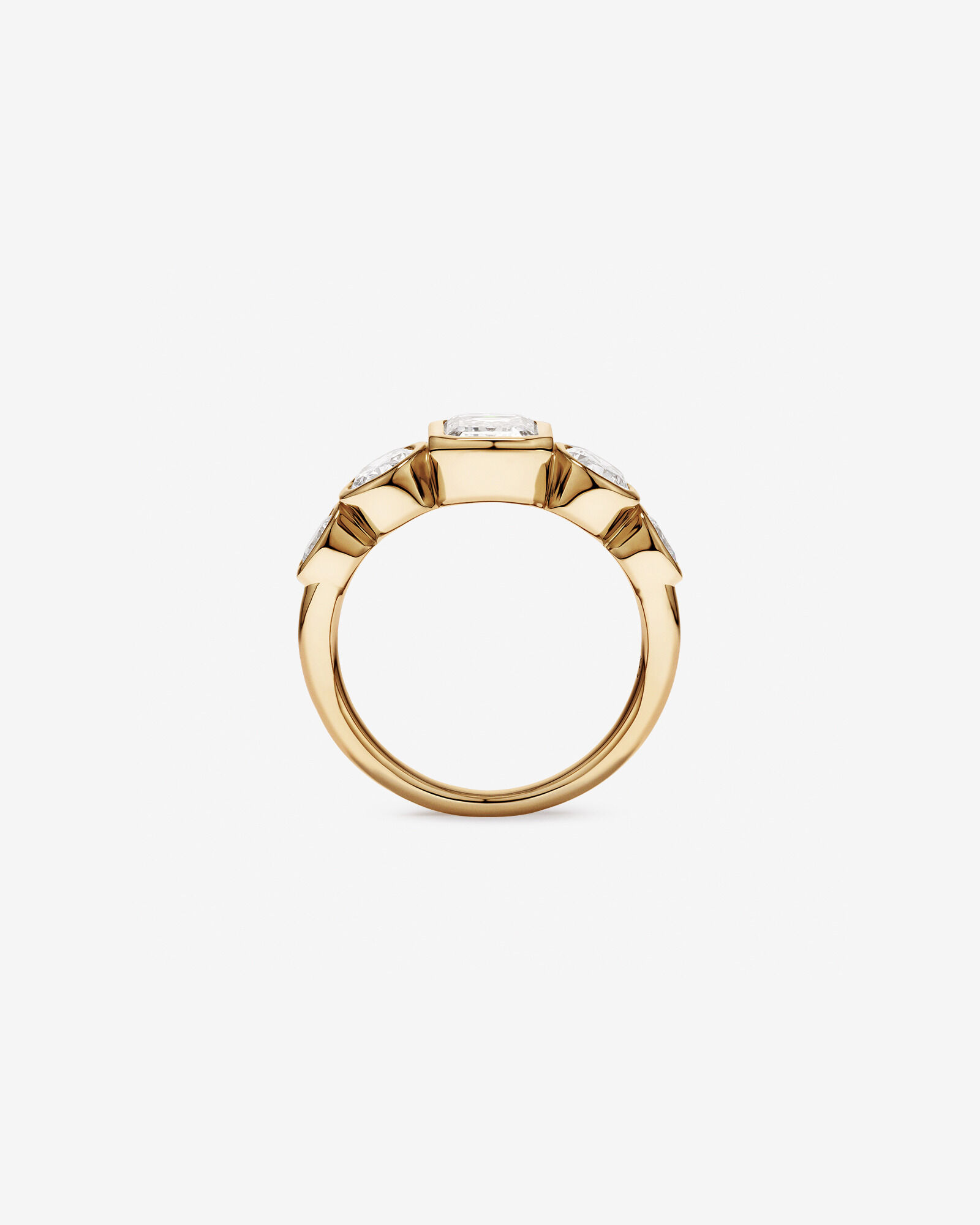 2.90 Carat TW Bezel Set 5 Stone Lab-Grown Diamond Engagement Ring in 14kt Yellow Gold