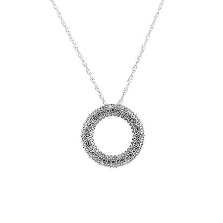 Circle Pave Pendant with 0.34 Carat TW of Diamonds in 10ct White Gold with Chain Circle Pave Pendant with 0.34 Carat TW of Diamonds in 10ct White Gold with Chain