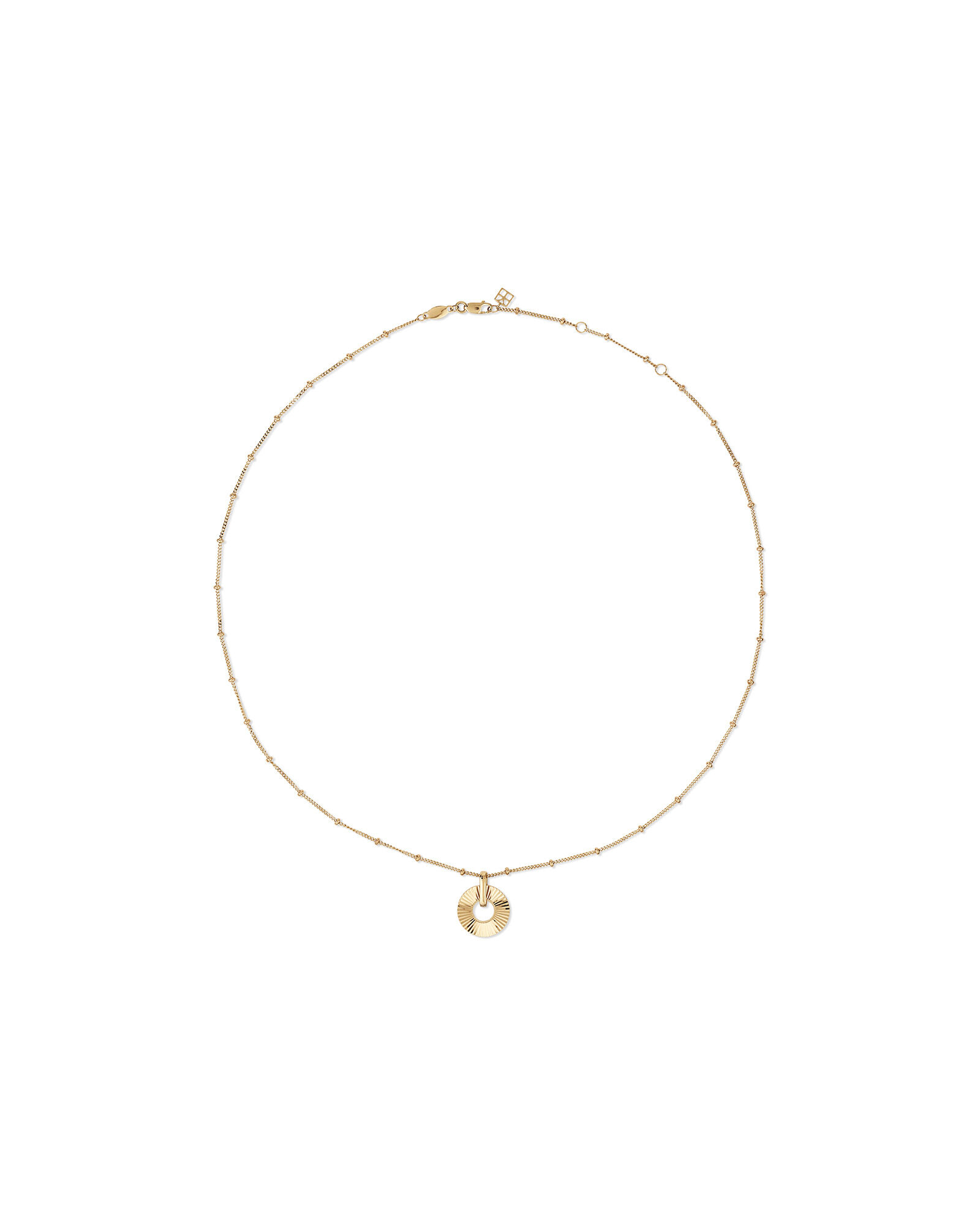 Sunray Open Circle Pendant Station Necklace in 10kt Yellow Gold