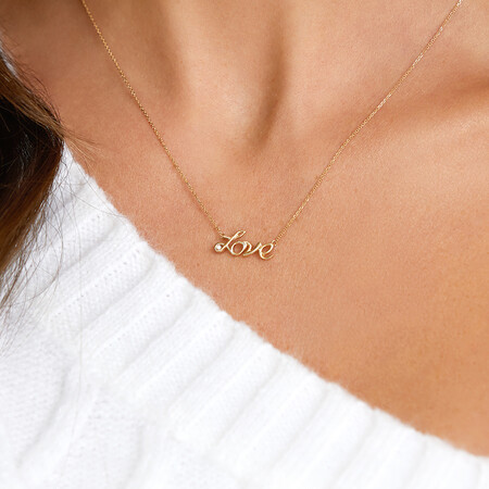 Love Necklace with Diamonds in 10kt Yellow Gold Love Necklace with Diamonds in 10kt Yellow Gold