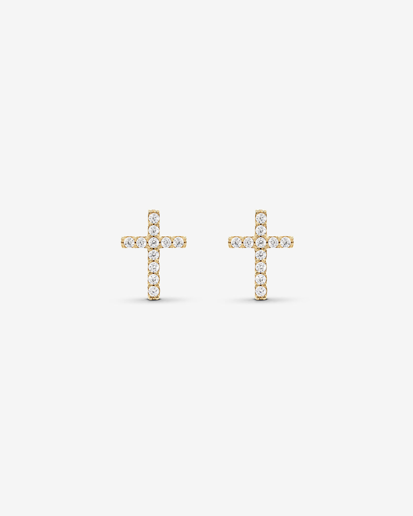 Cubic Zirconia Cross Stud Earrings in 10kt Yellow Gold