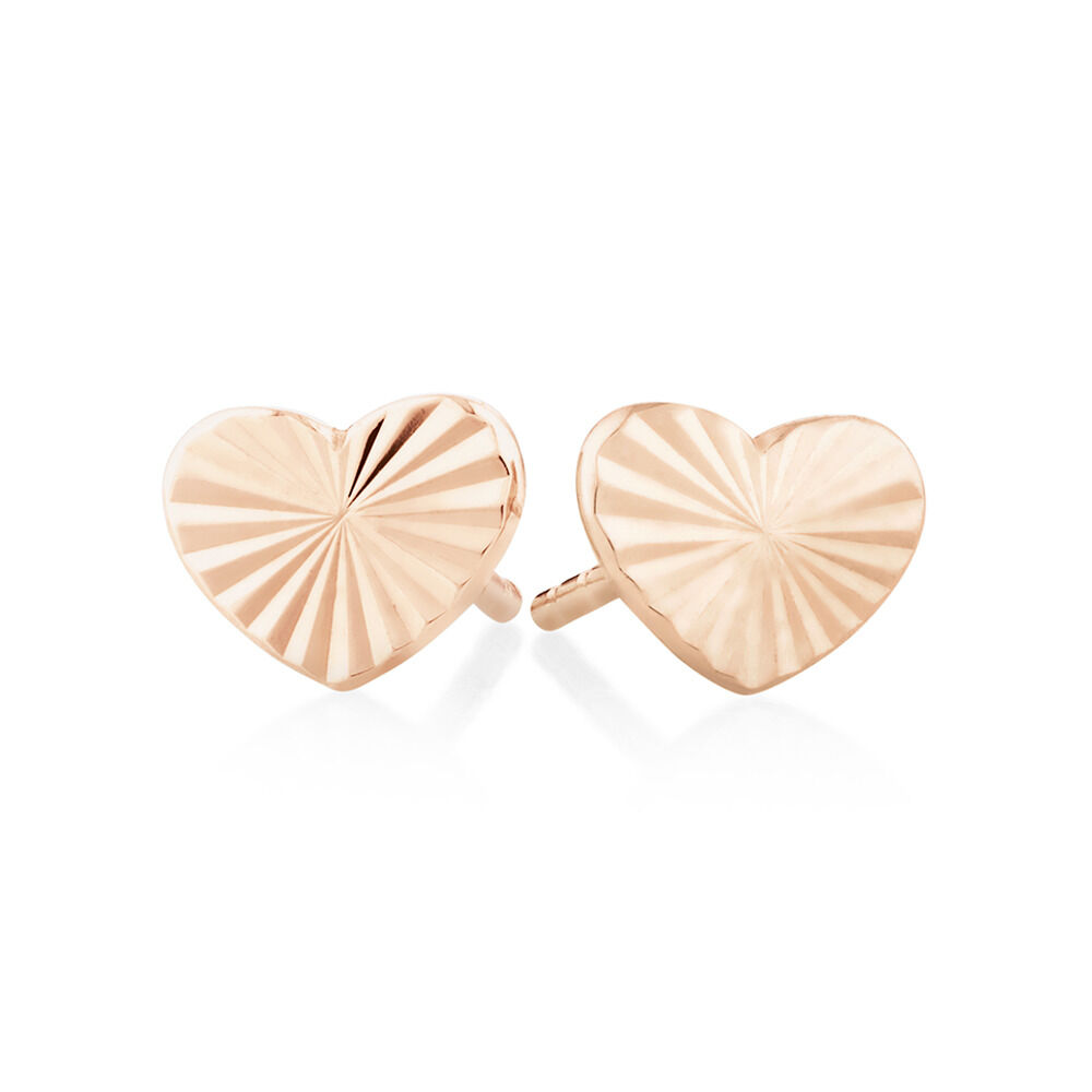 Sunray Heart Stud Earrings In 10kt Rose Gold