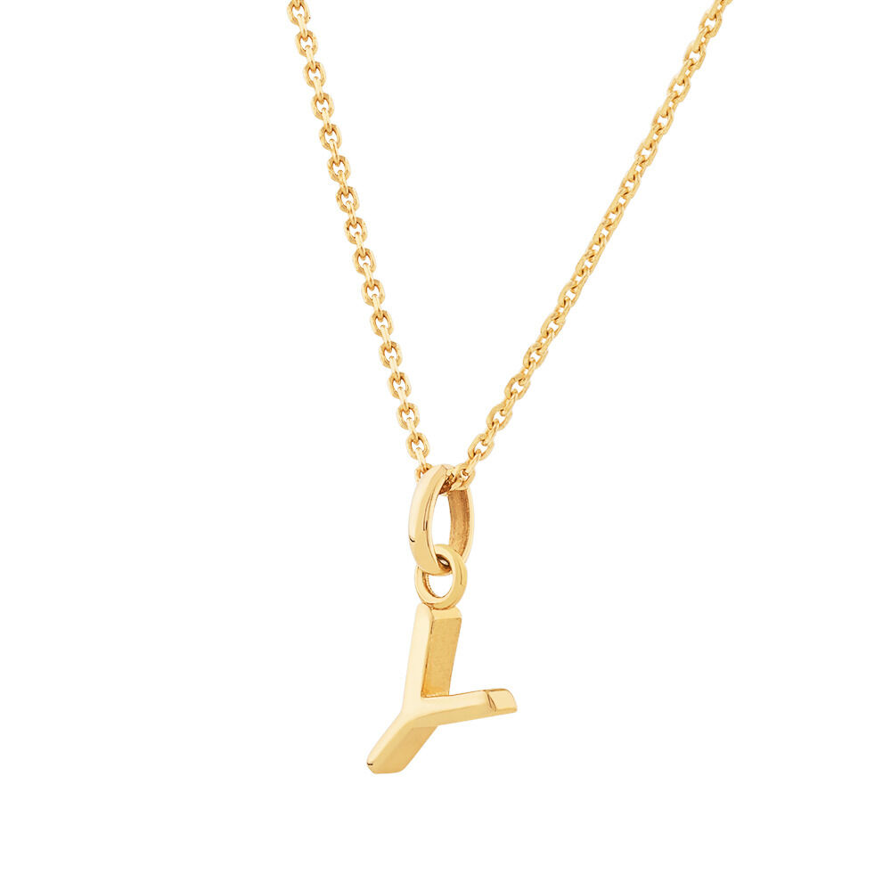 Y Initial Pendant in 10kt Yellow Gold