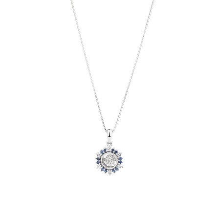 Pendant with Sapphire & 0.20 Carat TW of Diamonds in 10kt White Gold Pendant with Sapphire & 0.20 Carat TW of Diamonds in 10kt White Gold