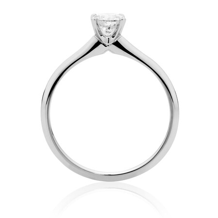 Certified Solitaire Engagement Ring with a 1/2 Carat TW Diamond in 14ct White Gold Certified Solitaire Engagement Ring with a 1/2 Carat TW Diamond in 14ct White Gold