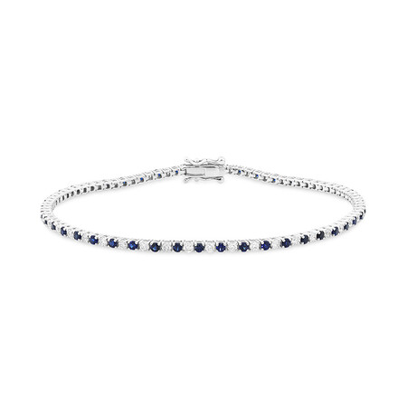 Tennis Bracelet with Sapphire & 1 Carat TW of Diamonds in 10kt White Gold
