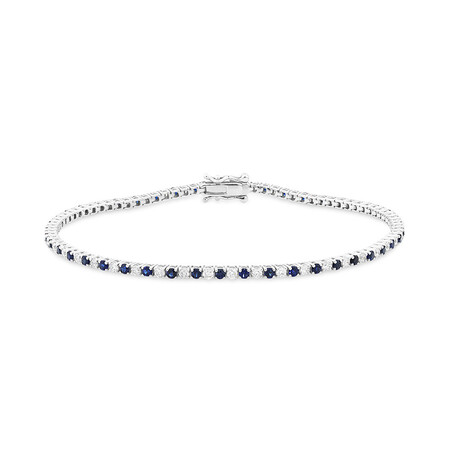 Tennis Bracelet with Sapphire & 1 Carat TW of Diamonds in 10kt White Gold Tennis Bracelet with Sapphire & 1 Carat TW of Diamonds in 10kt White Gold