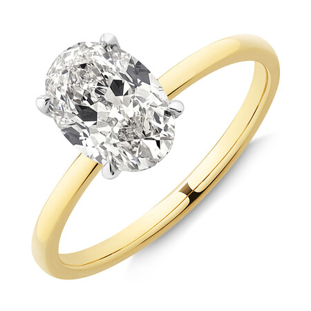 Southern Star Oval Solitaire Engagement Ring with 1.50 Carat TW of Diamond in 18kt Yellow & White Gold Southern Star Oval Solitaire Engagement Ring with 1.50 Carat TW of Diamond in 18kt Yellow & White Gold