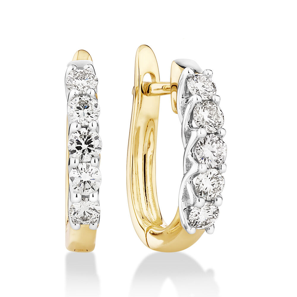 Gold earring hoops with diamonds best sale
