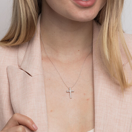 Cross Pendant in 10kt White Gold With 1/4 Carat TW of Diamonds Cross Pendant in 10kt White Gold With 1/4 Carat TW of Diamonds