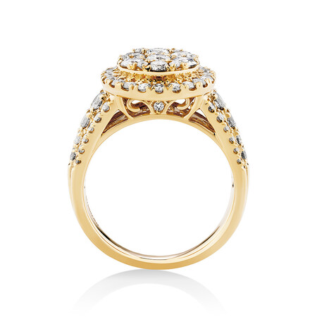 Round Halo Ring with 2.00kt TW of Diamonds in 10kt Yellow Gold Round Halo Ring with 2.00kt TW of Diamonds in 10kt Yellow Gold