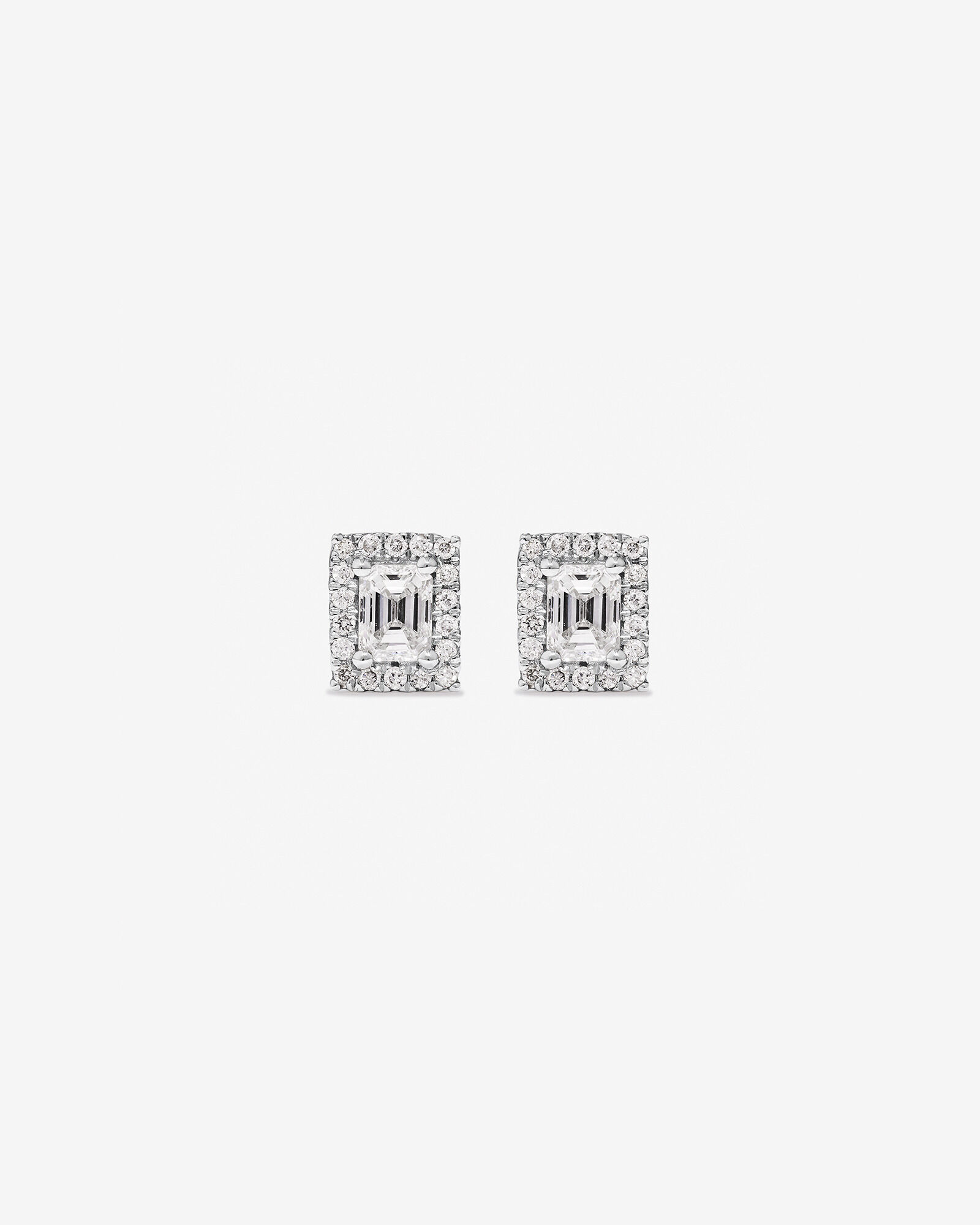 0.46 Carat TW Emerald Diamond Halo Stud Earrings in 10kt White Gold
