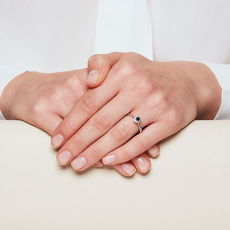 Promise Ring with Sapphire & Diamonds in 10kt White Gold Promise Ring with Sapphire & Diamonds in 10kt White Gold