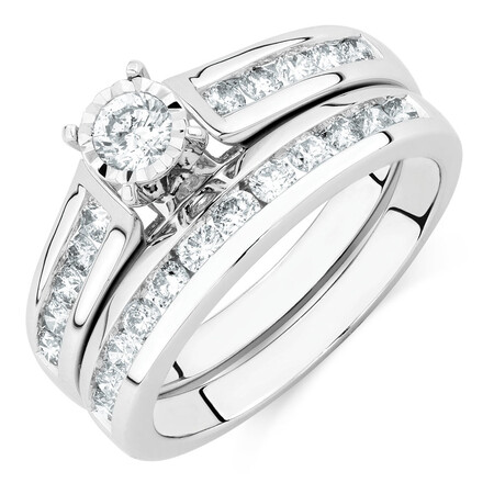 Bridal Set with 1 Carat TW of Diamonds in 14kt White Gold Bridal Set with 1 Carat TW of Diamonds in 14kt White Gold