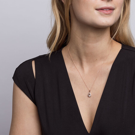 Pendant with Morganite & Diamonds in 10kt Rose Gold Pendant with Morganite & Diamonds in 10kt Rose Gold