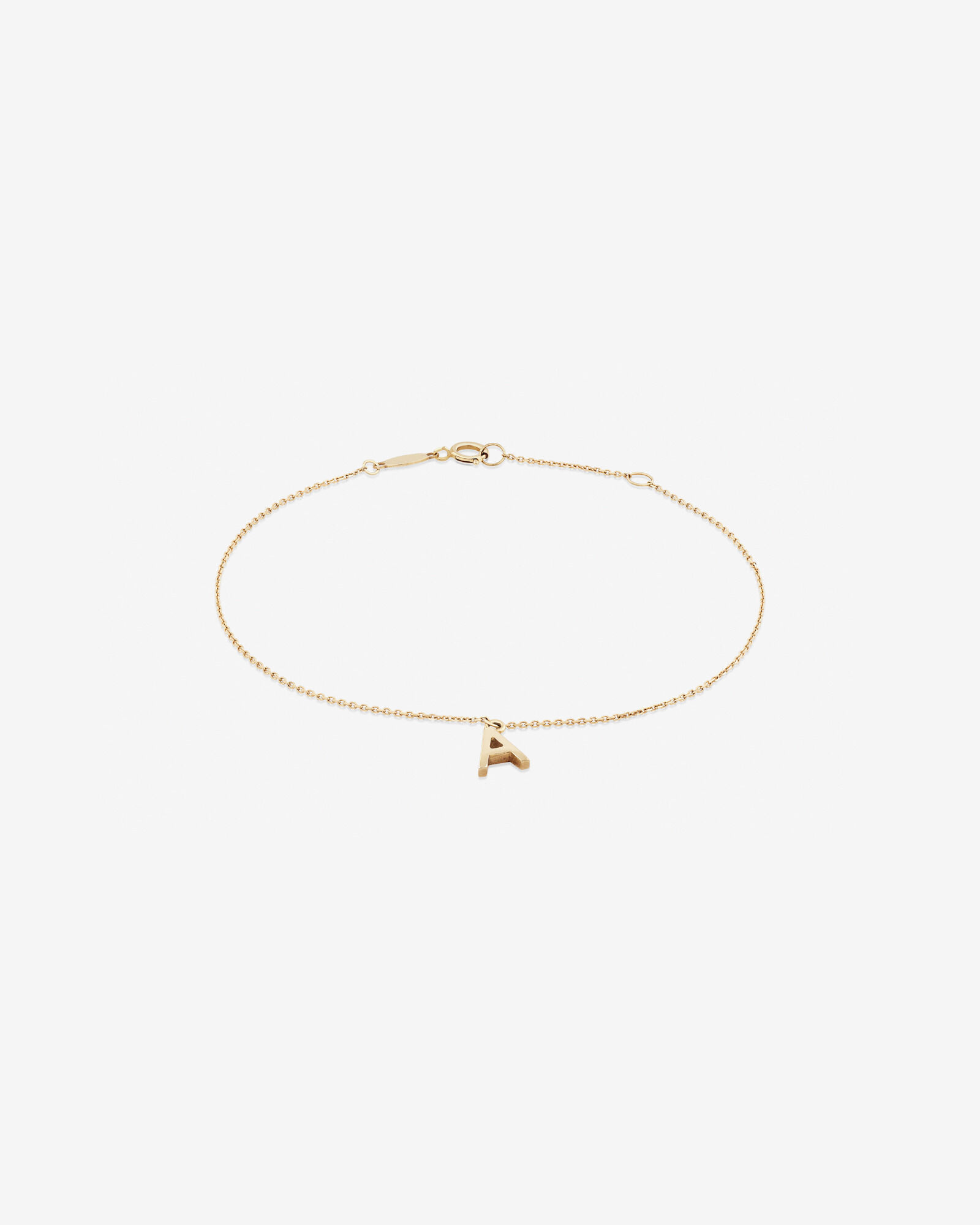 19cm (7.5") A Initial Bracelet in 10kt Yellow Gold