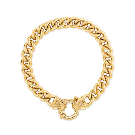 Diamond Set Curb Bracelet in 10kt Yellow Gold