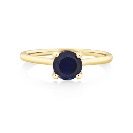 Ring with Laboratory Created Sapphire in 10kt Yellow Gold Ring with Laboratory Created Sapphire in 10kt Yellow Gold