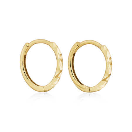 Mini Hoop Diamond Cut Earrings in 10kt Yellow Gold Mini Hoop Diamond Cut Earrings in 10kt Yellow Gold