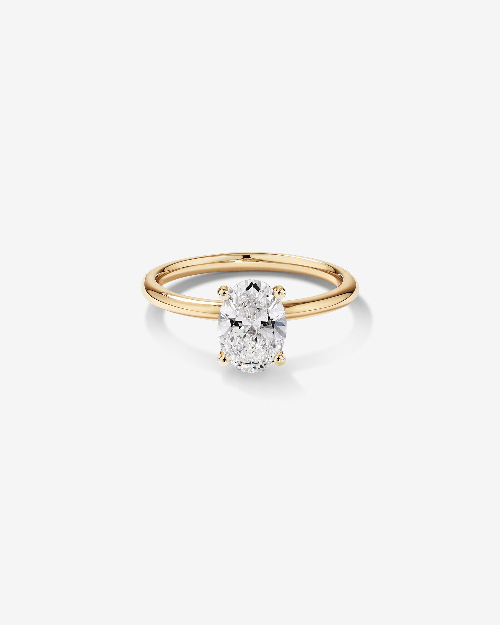Bague de fiançailles solitaire ovale en diamant cultivé en laboratoire TW de 1,25 carat en or jaune 14 carats