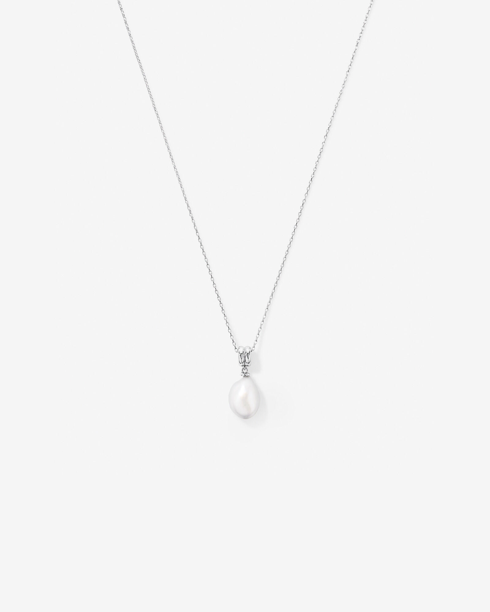 Two-Row Cultured Freshwater Baroque Pearl Pendant in Sterling Silver