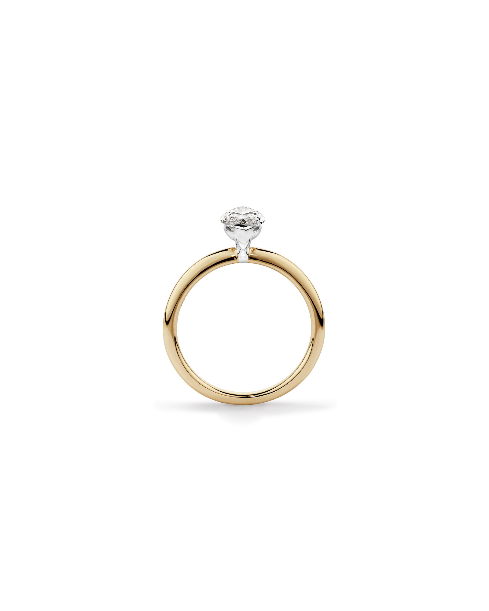 Bague de fiançailles solitaire en diamant cultivé en laboratoire TW Marquise de 1,25 carat en or jaune et blanc 14 carats
