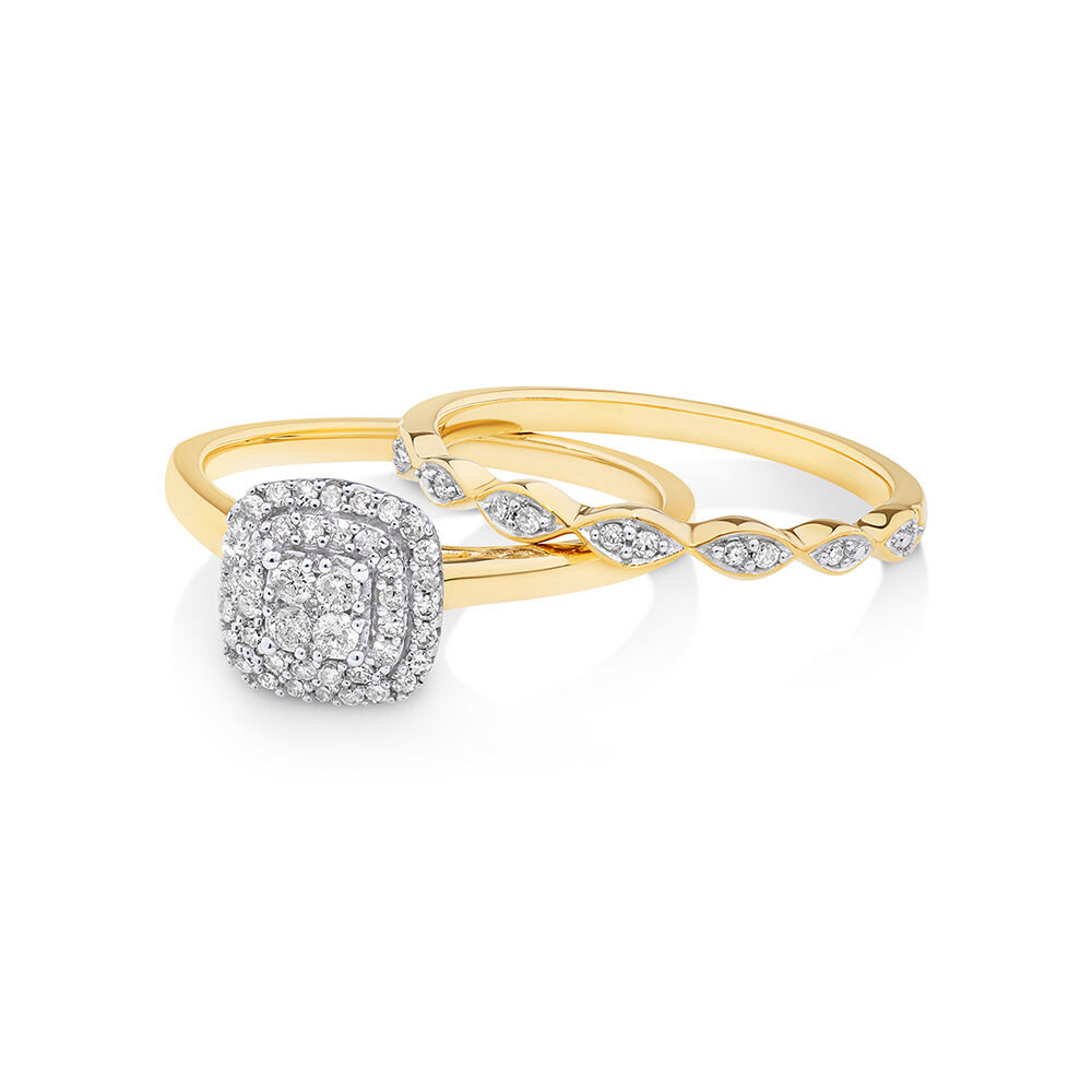 Evermore Bridal Set with 1/4 Carat TW of Diamonds in 10kt Yellow & White Gold