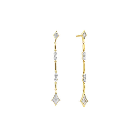 Drop Earrings with 0.16 Carat TW of Diamonds in 10kt Yellow Gold Drop Earrings with 0.16 Carat TW of Diamonds in 10kt Yellow Gold