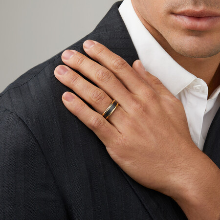 7mm Ring in 10kt Yellow Gold & Black Titanium 7mm Ring in 10kt Yellow Gold & Black Titanium